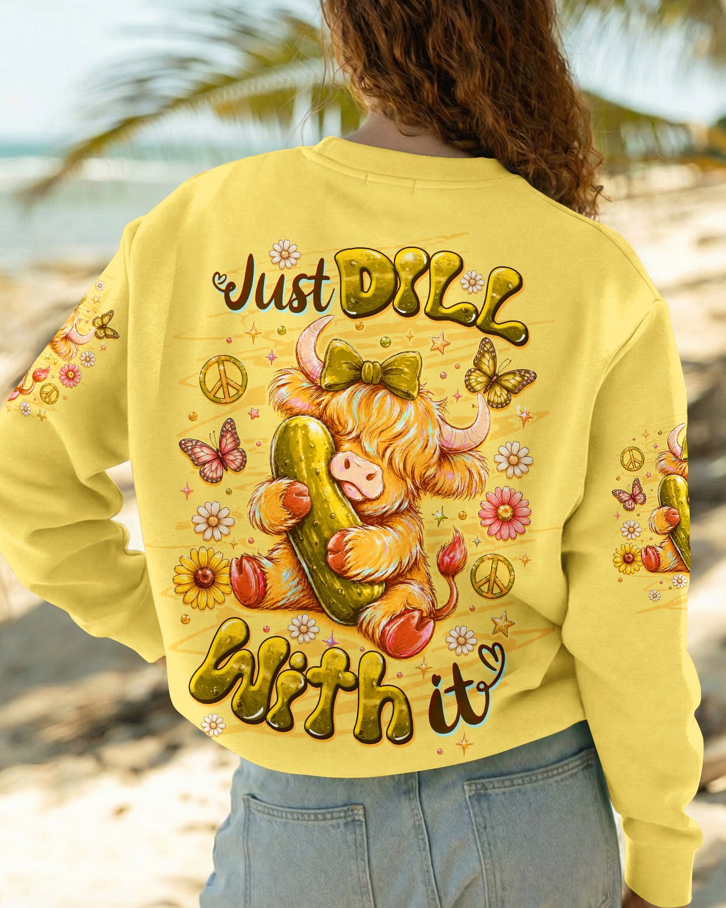 JUST DILL WITH IT  HIGHLAND COW ALL OVER PRINT  - TLTW1006261