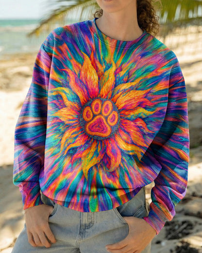 SUNFLOWER WITH PAW PRINT BURST ALL OVER PRINT - TLTW0707263
