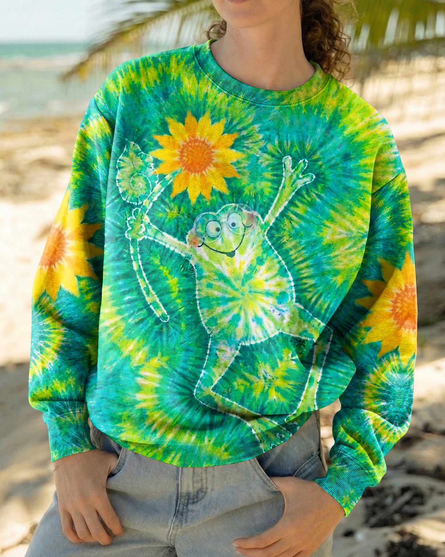FROG SUNFLOWER SWIRL ALL OVER PRINT   - TLHN1906264