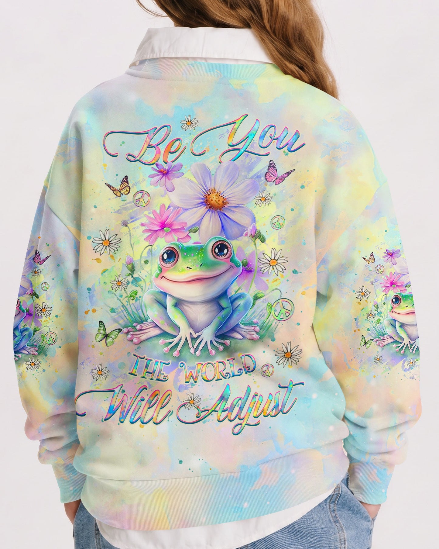 BE YOU THE WORLD WILL ADJUST FROG KIDS ALL OVER PRINT - YHKD1812233