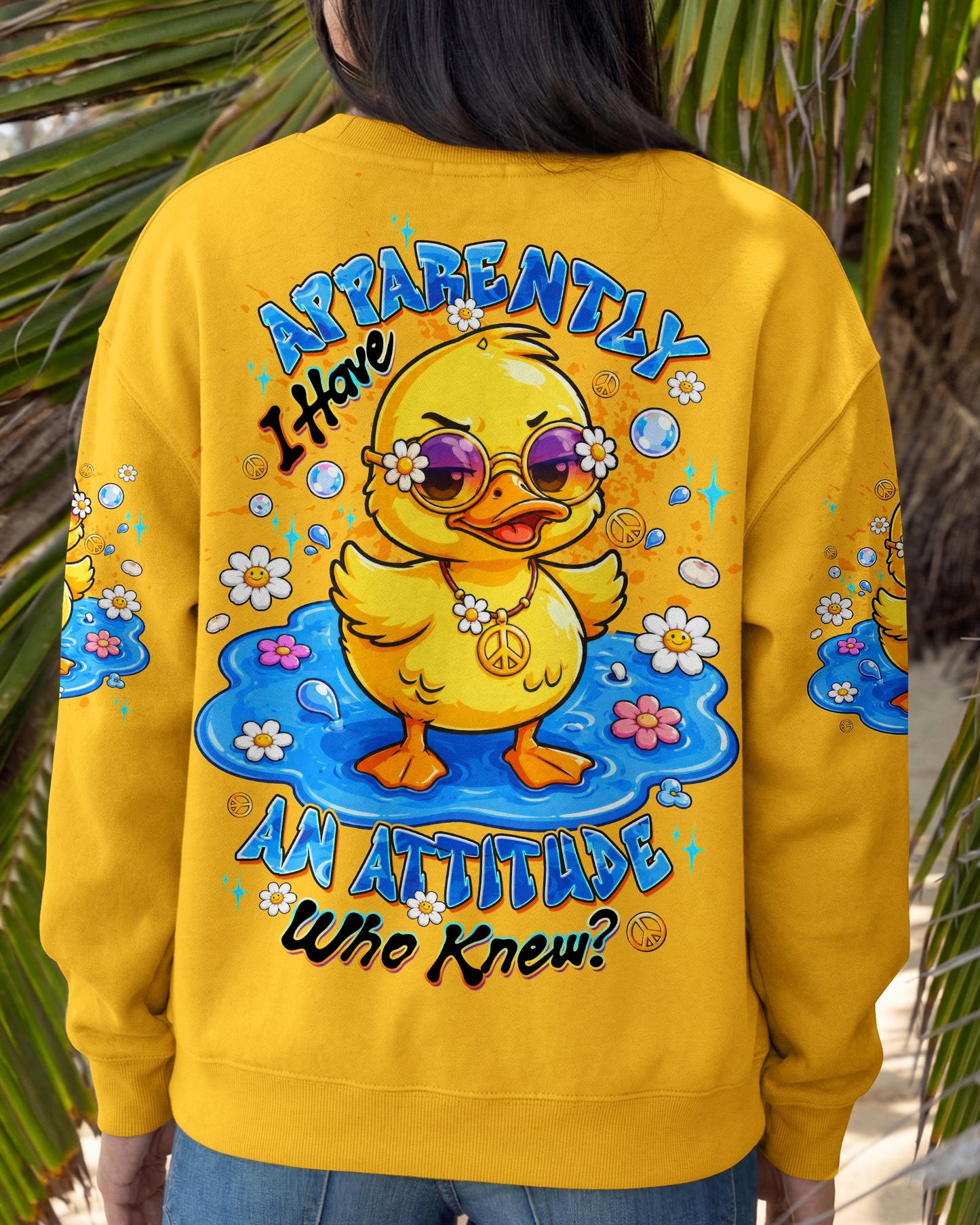APPARENTLY I HAVE AN ATTITUDE WHO KNEW DUCK ALL OVER PRINT - TLTW2105263