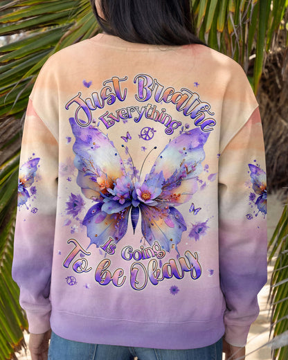 JUST BREATHE BUTTERFLY FLORAL  ALL OVER PRINT - TLHG0204261