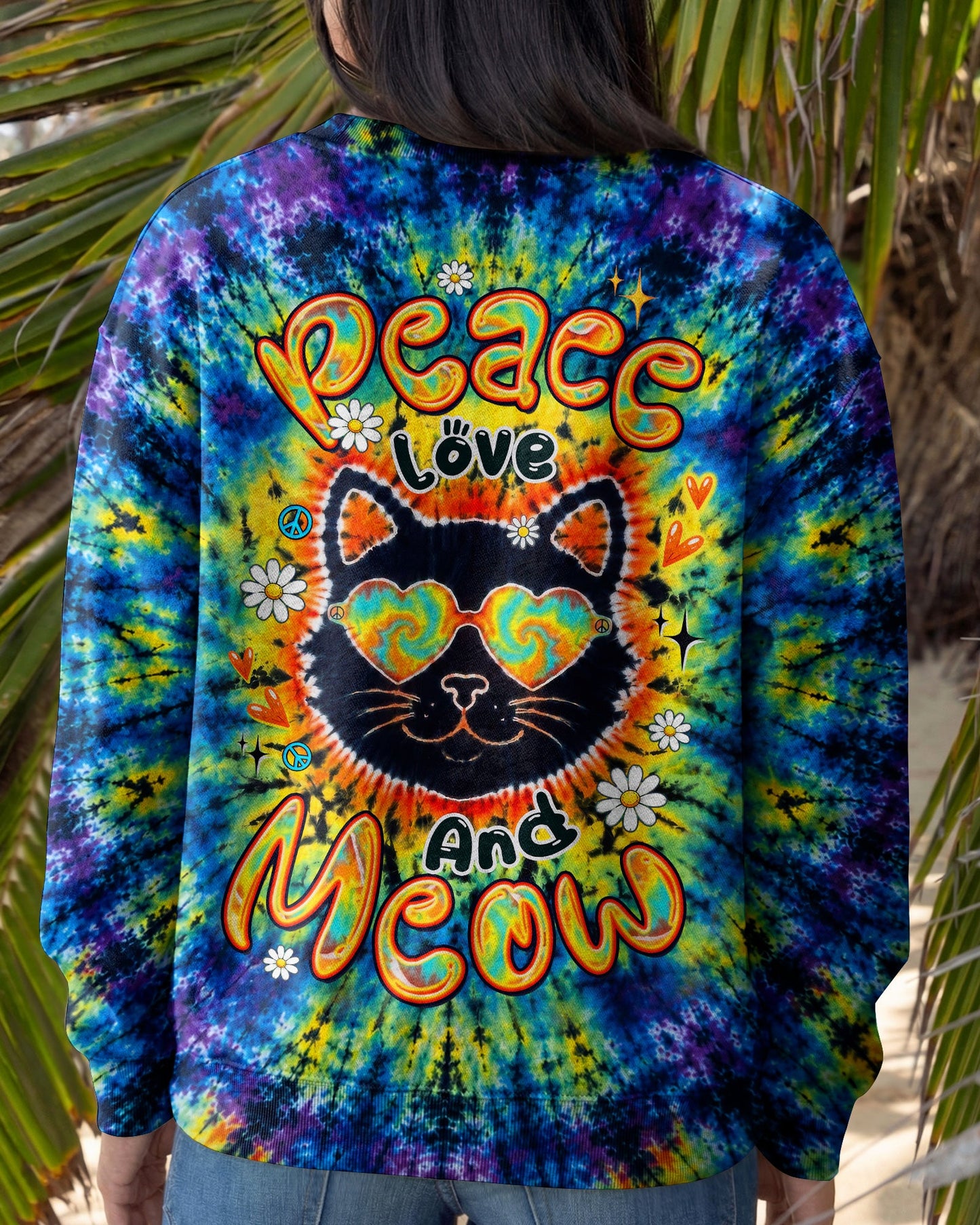 PEACE LOVE AND MEOW CAT BURST ALL OVER PRINT - TLTW0907262