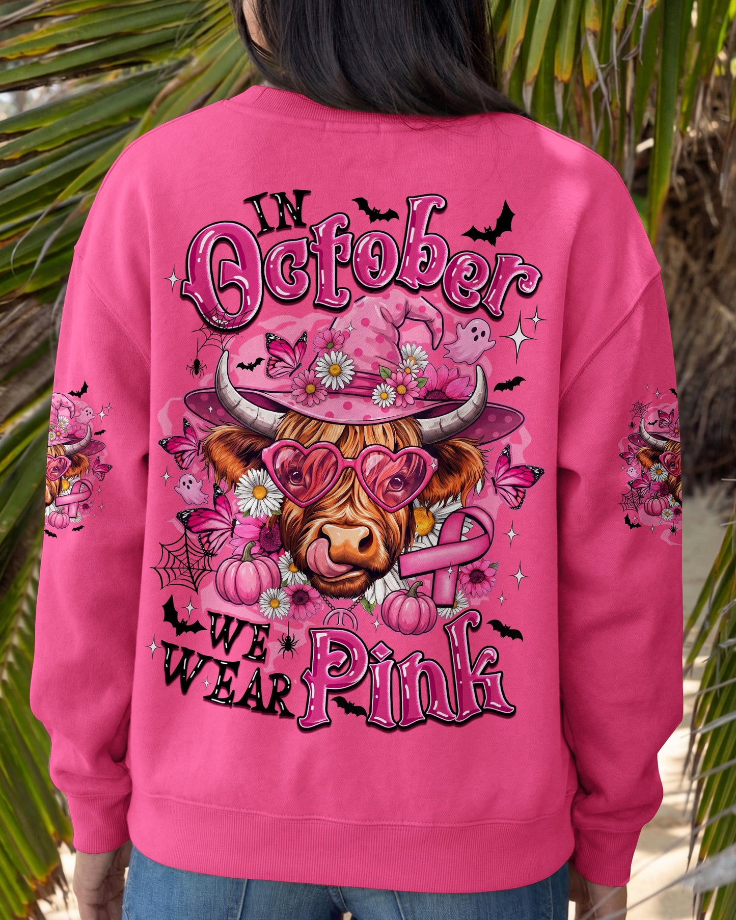IN OCTOBER WE WEAR PINK COW HALLOWEEN BREAST CANCER AWARENESS ALL OVER PRINT - TYQY1507263