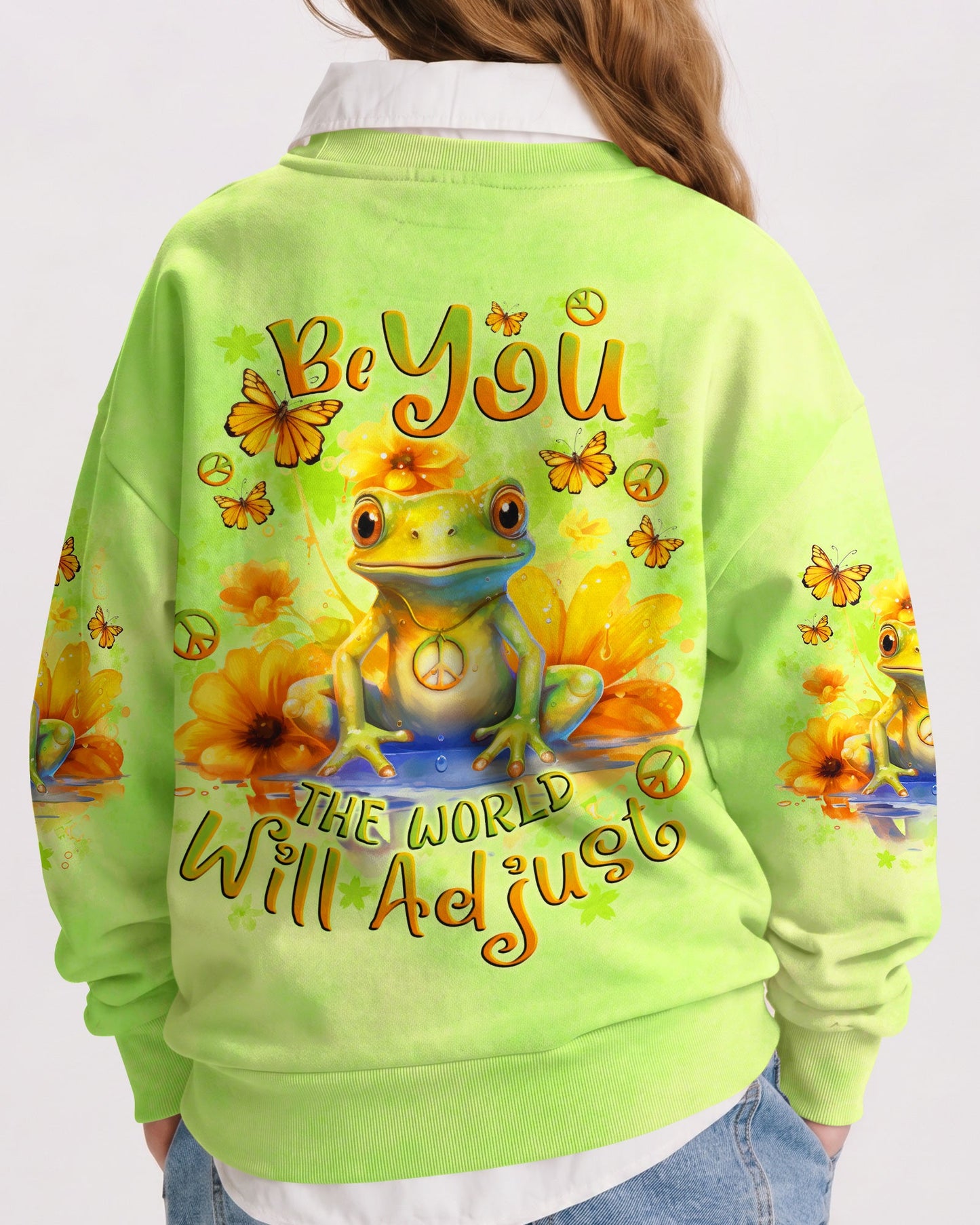 BE YOU THE WORLD WILL ADJUST FROG KIDS ALL OVER PRINT - TLNO1512233