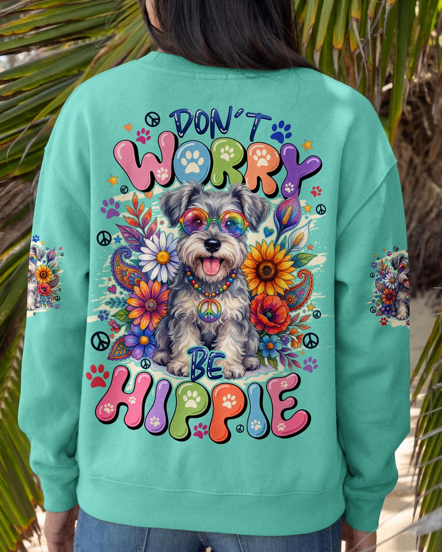 DON'T WORRY BE HIPPIE SCHNAUZER DOG ALL OVER PRINT - TYQY0605261