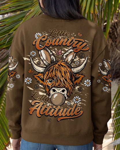 LITTLE COUNTRY LOTTA ATTITUDE COW ALL OVER PRINT  - TLTW1106262
