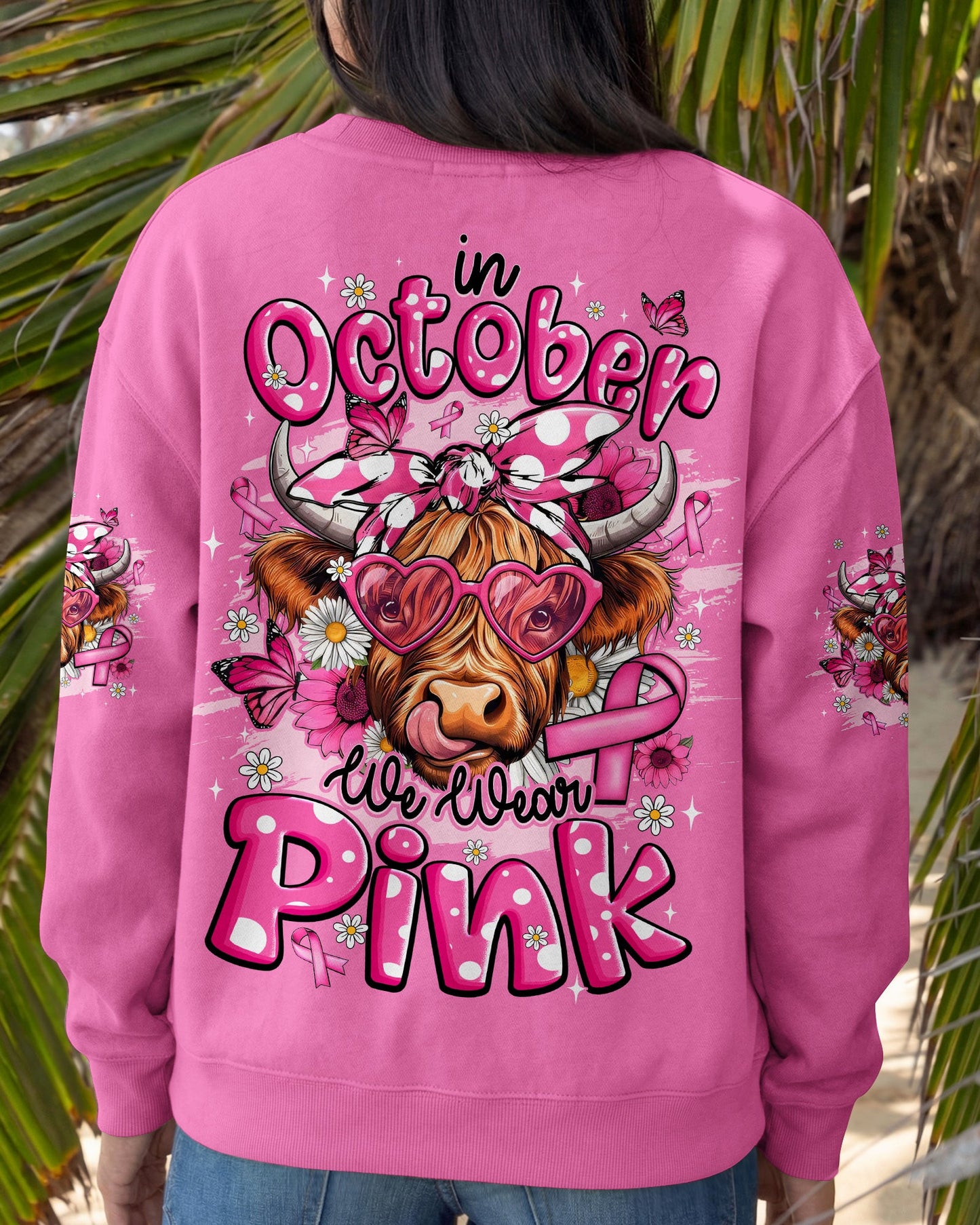 IN OCTOBER WE WEAR PINK COW BREAST CANCER AWARENESS ALL OVER PRINT - TYQY2906261