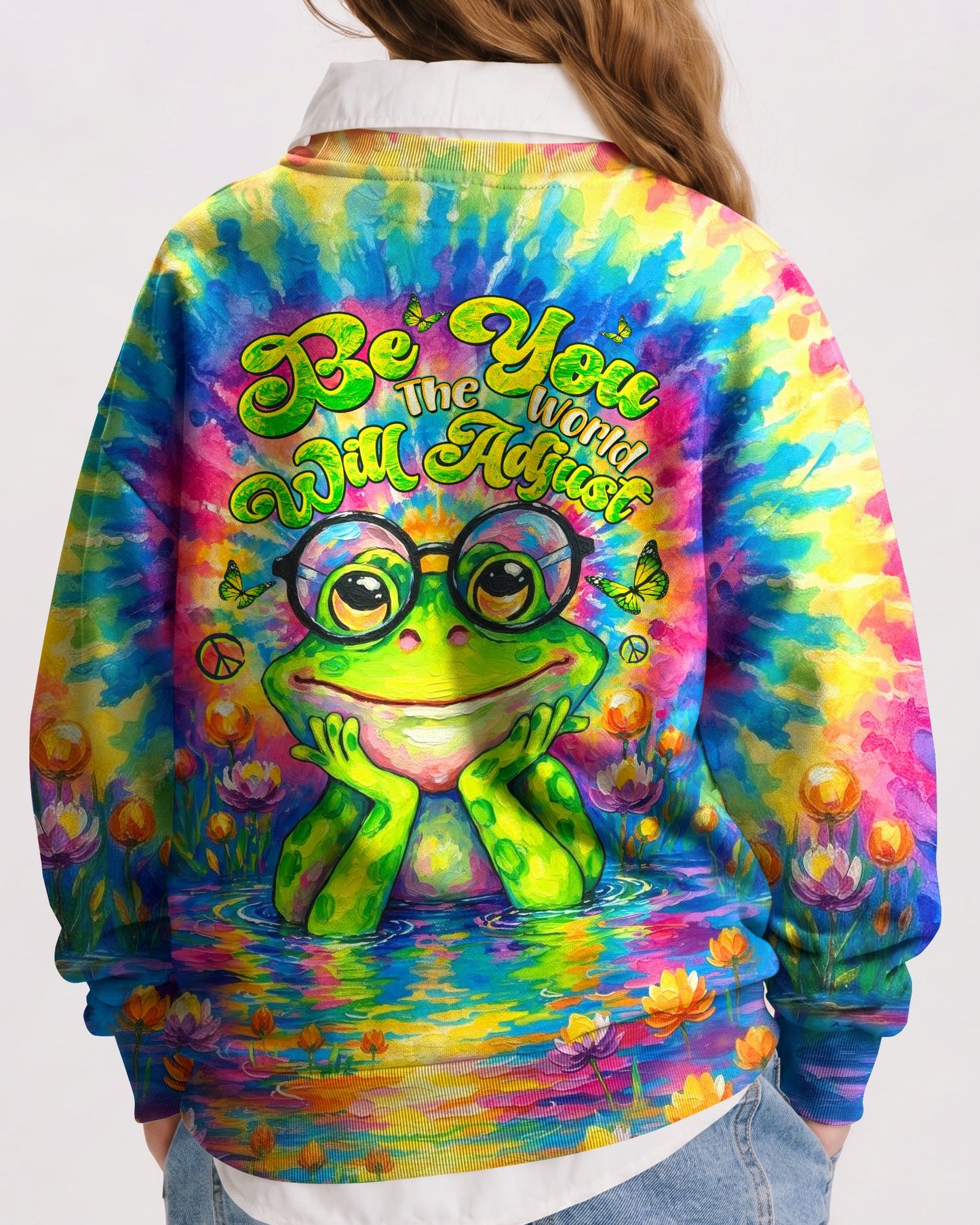 BE YOU THE WORLD WILL ADJUST FROG KIDS ALL OVER PRINT  - TLTW1106261