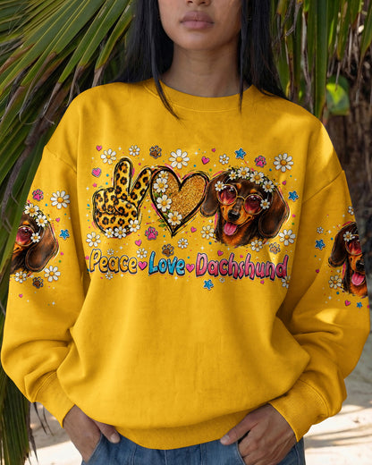 PEACE LOVE DACHSHUND DOG ALL OVER PRINT   - TLHN1905261