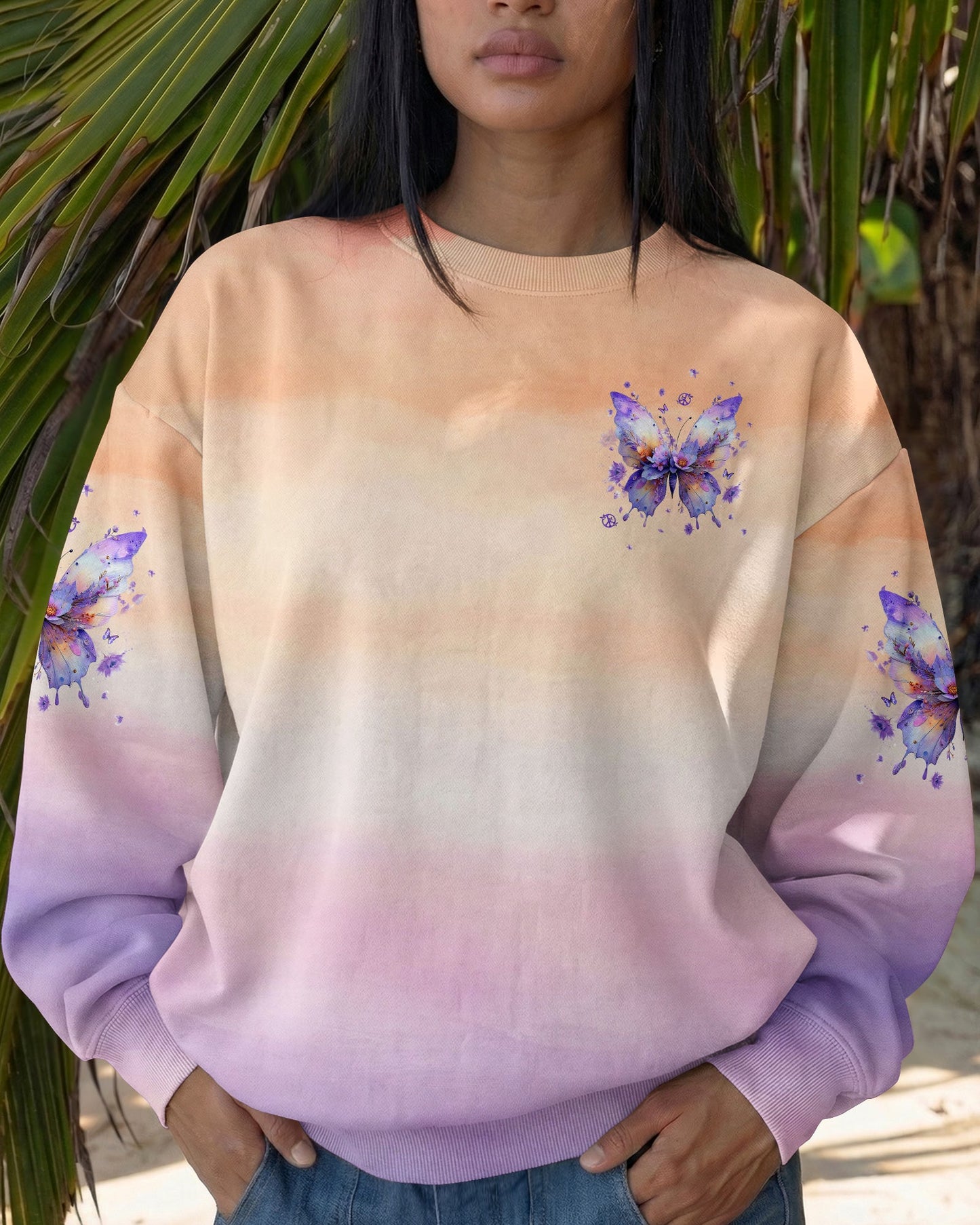 JUST BREATHE BUTTERFLY FLORAL  ALL OVER PRINT - TLHG0204261