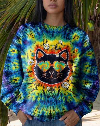 PEACE LOVE AND MEOW CAT BURST ALL OVER PRINT - TLTW0907262