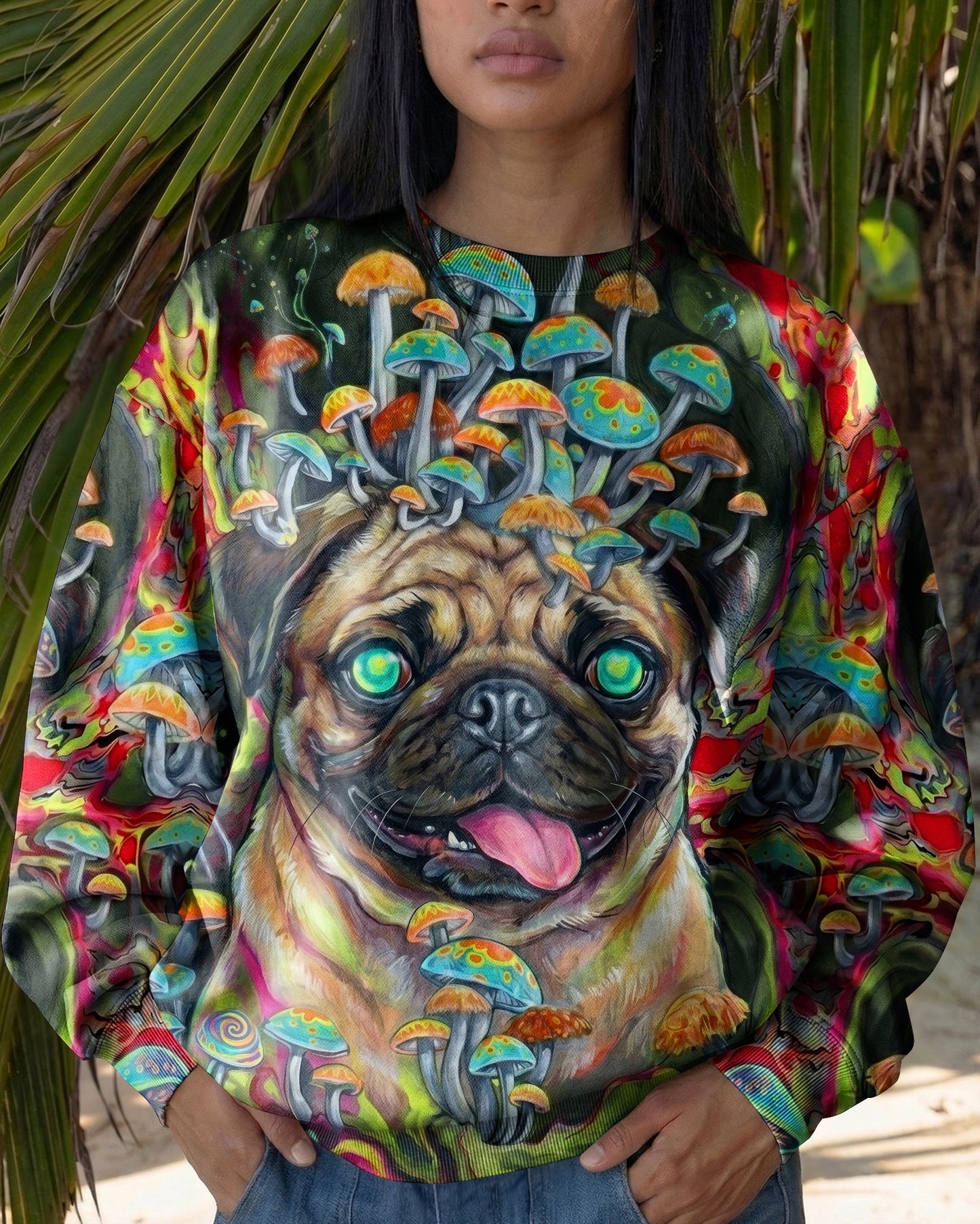 VIBRANT PUG MAGIC MUSHROOM ALL OVER PRINT - RITD0906261