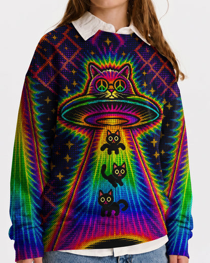 COSMIC CAT ABDUCTION PSYCHEDELIC RAINBOW BEAM  KIDS ALL OVER PRINT - KMTM1006261