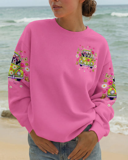 PEACE LOVE AND MEOW CAT HIPPIE CAR ALL OVER PRINT - TLNT0807263