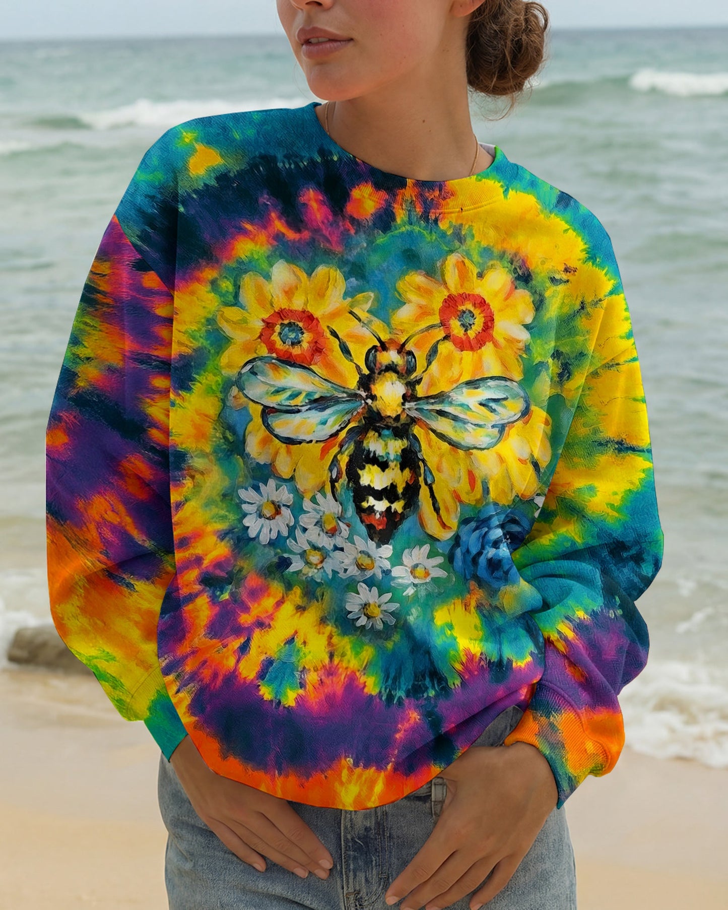 JUST BREATHE BEE SUNFLOWER ALL OVER PRINT - RI2304261