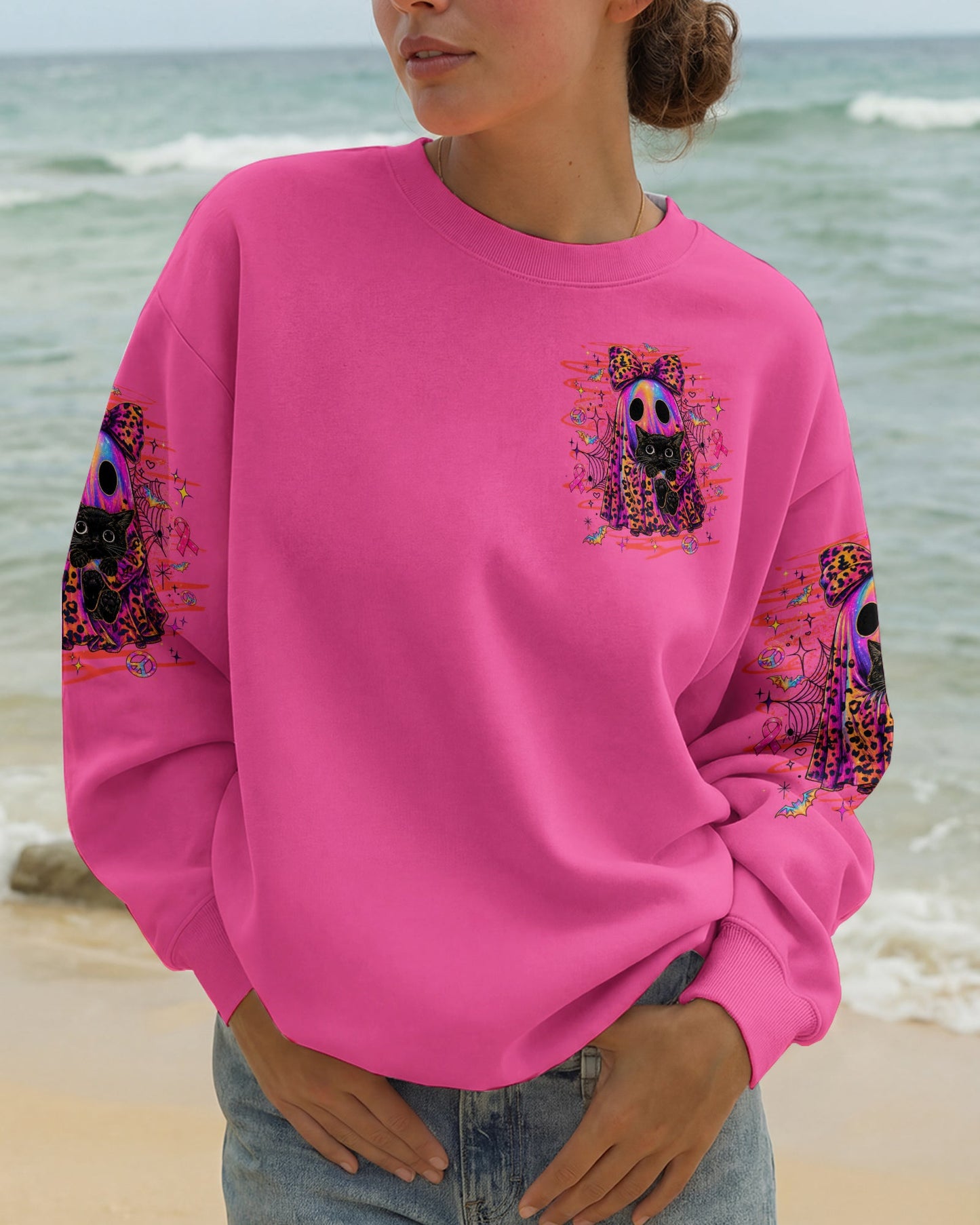 IN OCTOBER WE WEAR PINK BOO BLACK CAT BREAST CANCER AWARENESS ALL OVER PRINT  - TLTW1507265