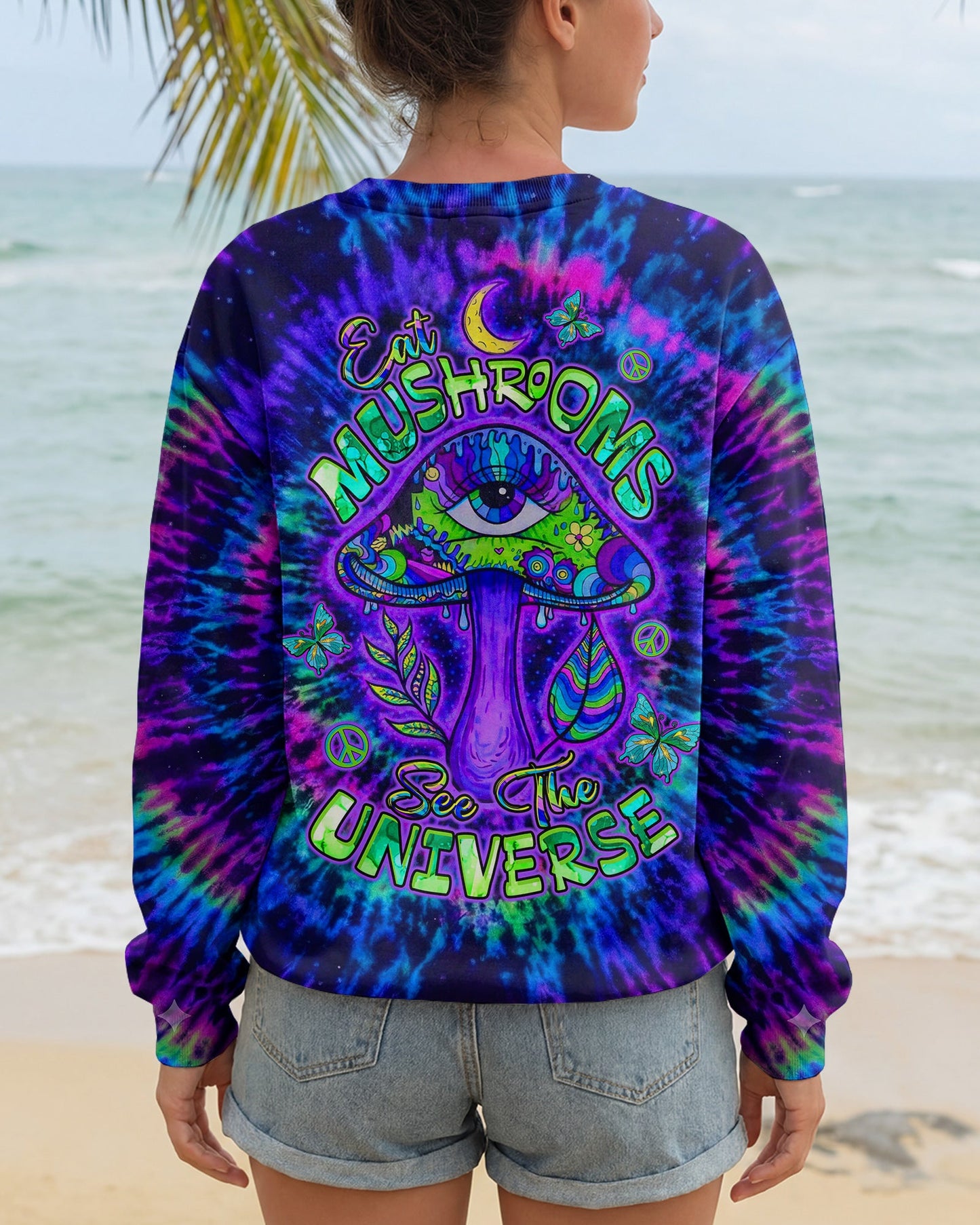 EAT MUSHROOMS SEE THE UNIVERSE SWIRL ALL OVER PRINT  - TLTW0904262