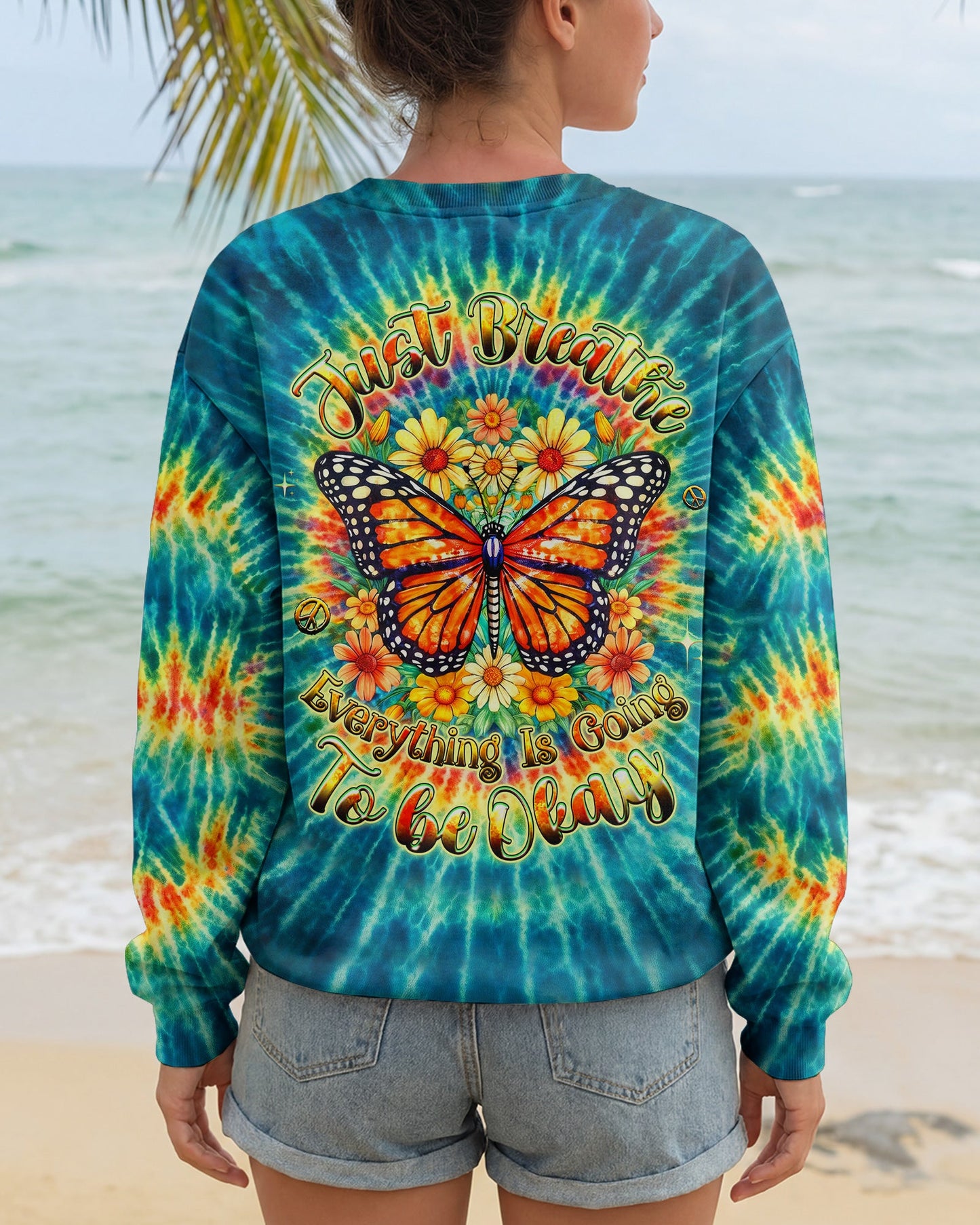 JUST BREATHE BUTTERFLY FLORAL SWIRL ALL OVER PRINT - TLHG0704262