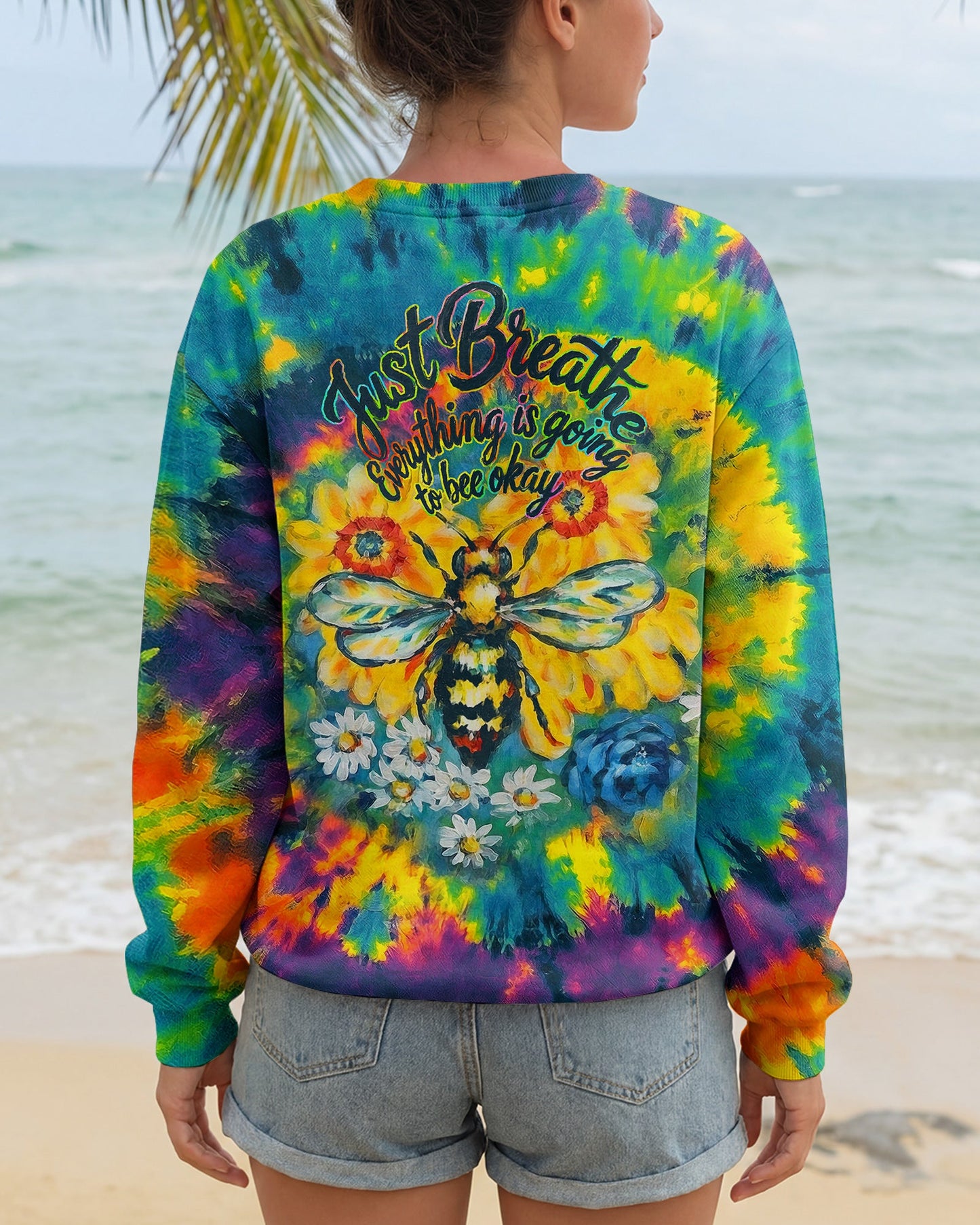 JUST BREATHE BEE SUNFLOWER ALL OVER PRINT - RI2304261