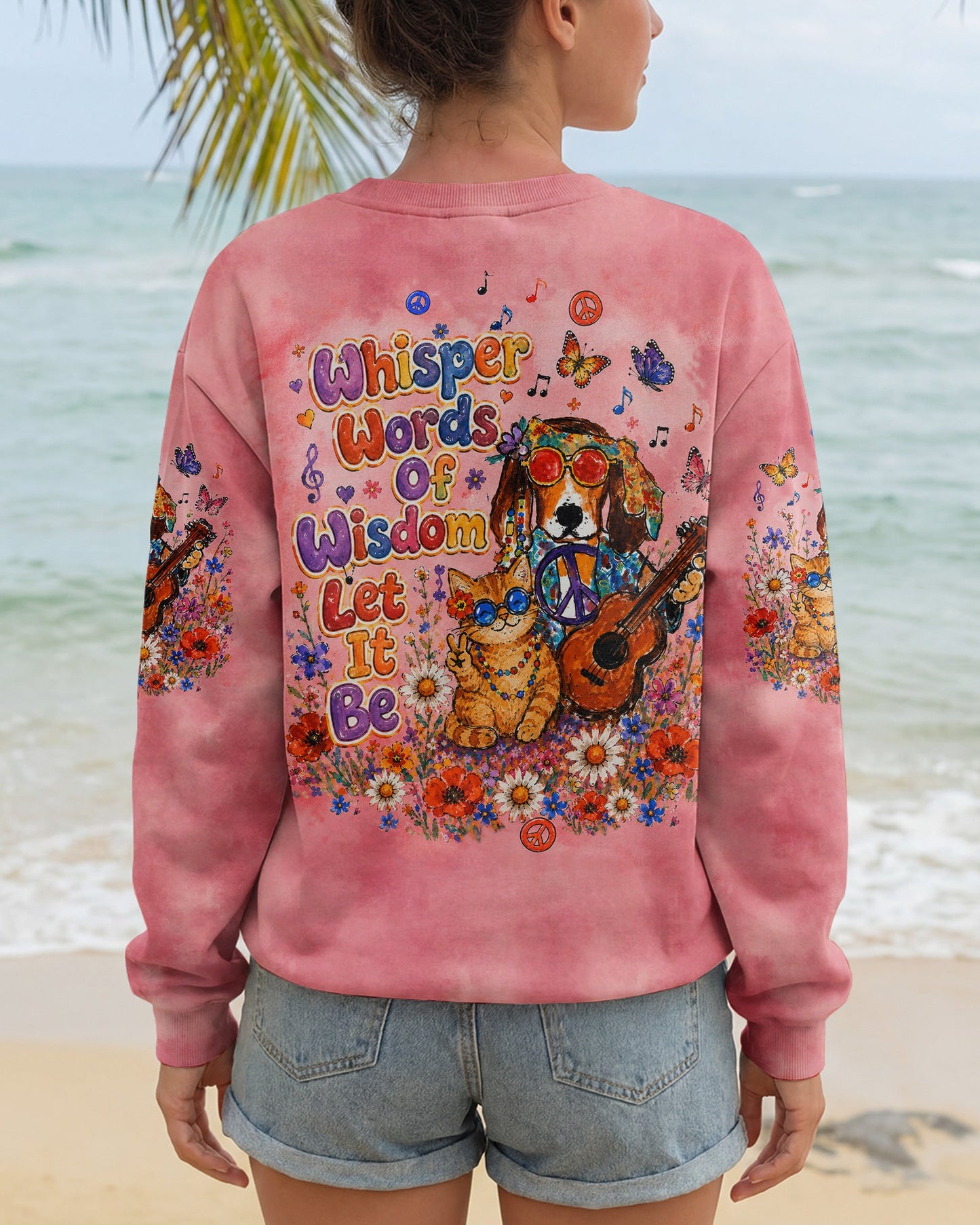 WHISPER WORDS OF WISDOM LET IT BE BEAGLE DOG TABBY CAT ALL OVER PRINT  - TLTW1305262