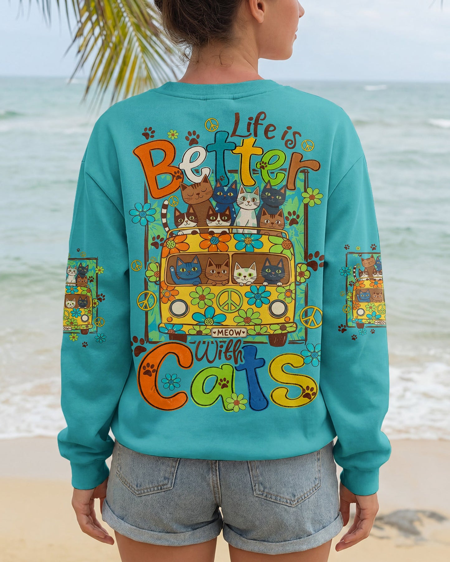LIFE IS BETTER WITH CATS ALL OVER PRINT - TYQY2206261