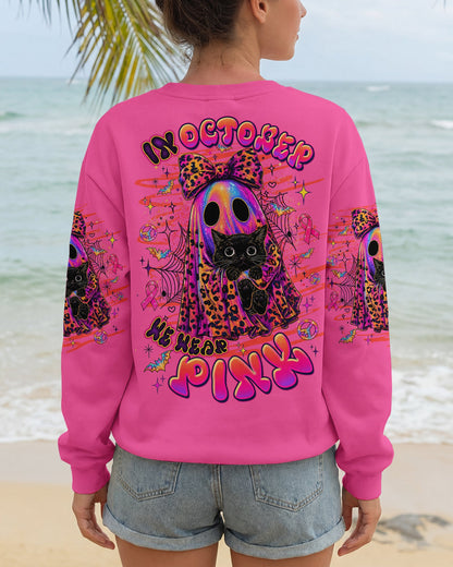 IN OCTOBER WE WEAR PINK BOO BLACK CAT BREAST CANCER AWARENESS ALL OVER PRINT  - TLTW1507265