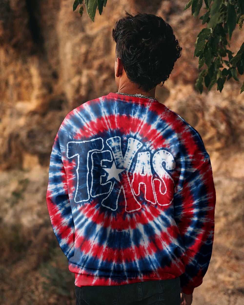 TEXAS RED WHITE & BLUE SWIRL ALL OVER PRINT   - TLHN1206263