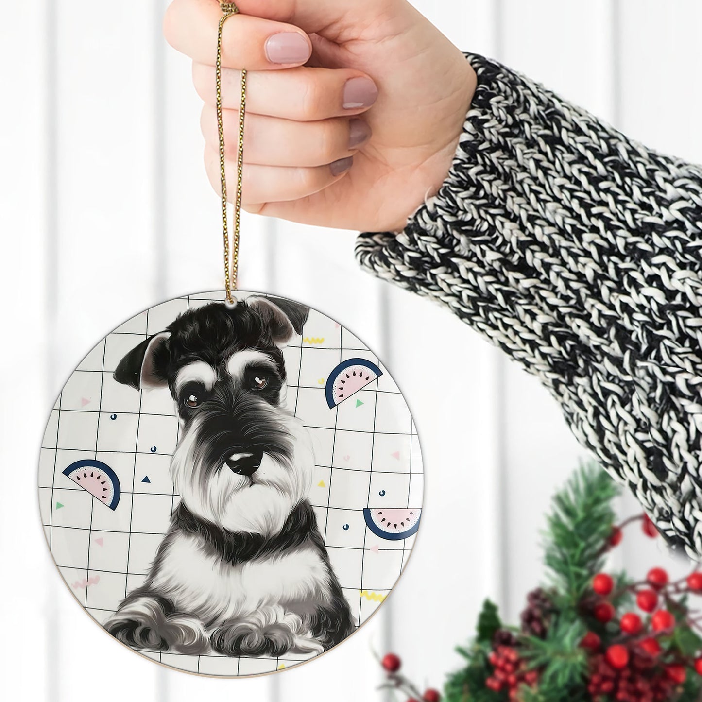 Schnauzer Custom Pet Dog Cat Ceramic Ornament