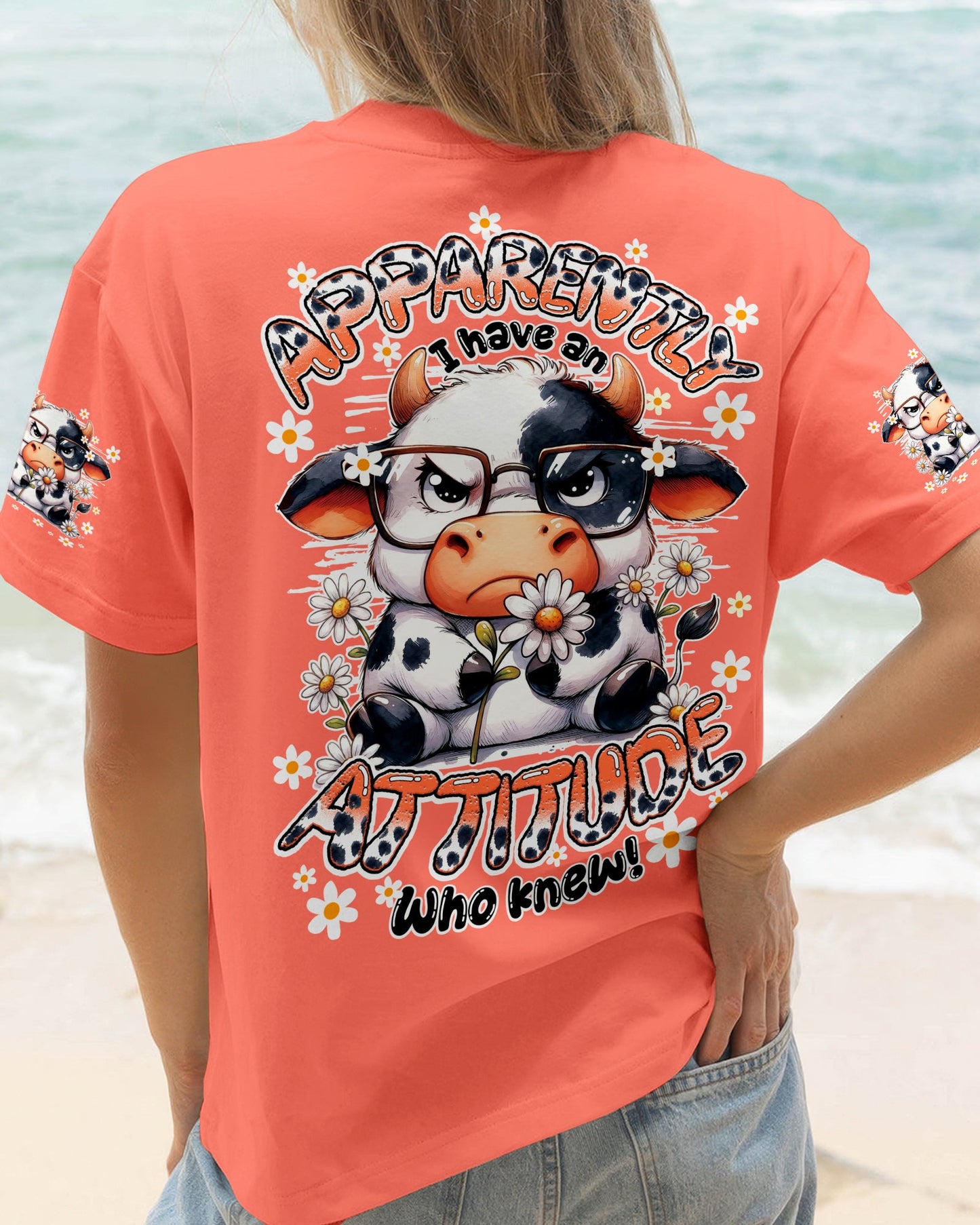 APPARENTLY I HAVE AN ATTITUDE WHO KNEW COW ALL OVER PRINT - TY0206261