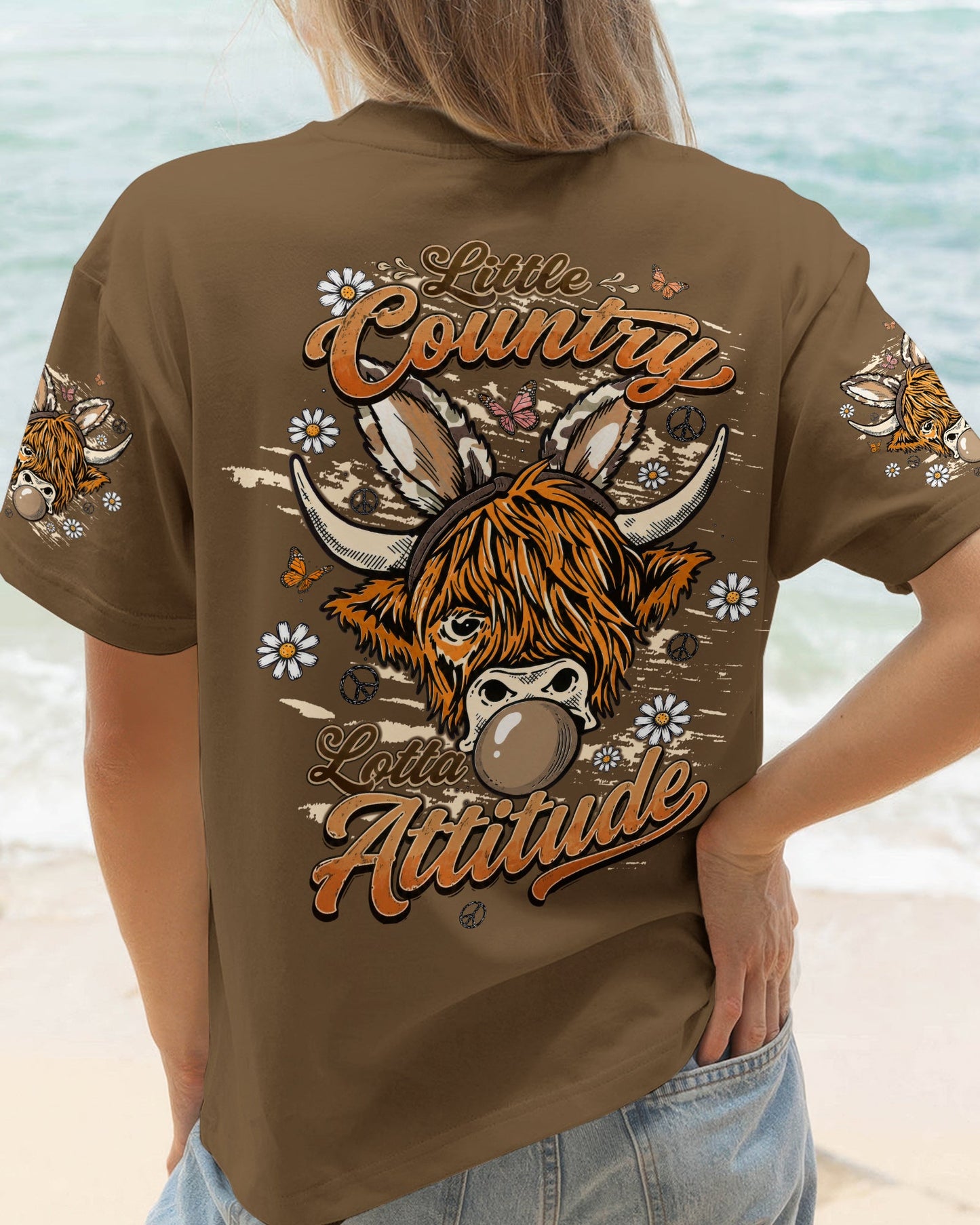 LITTLE COUNTRY LOTTA ATTITUDE COW ALL OVER PRINT  - TLTW1106262