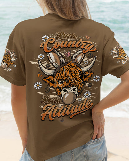 LITTLE COUNTRY LOTTA ATTITUDE COW ALL OVER PRINT  - TLTW1106262