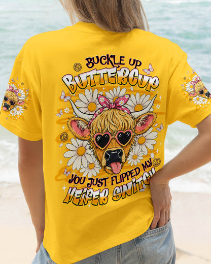 BUCKLE UP BUTTERCUP HEIFER SWITCH COW ALL OVER PRINT - TLNT1706262