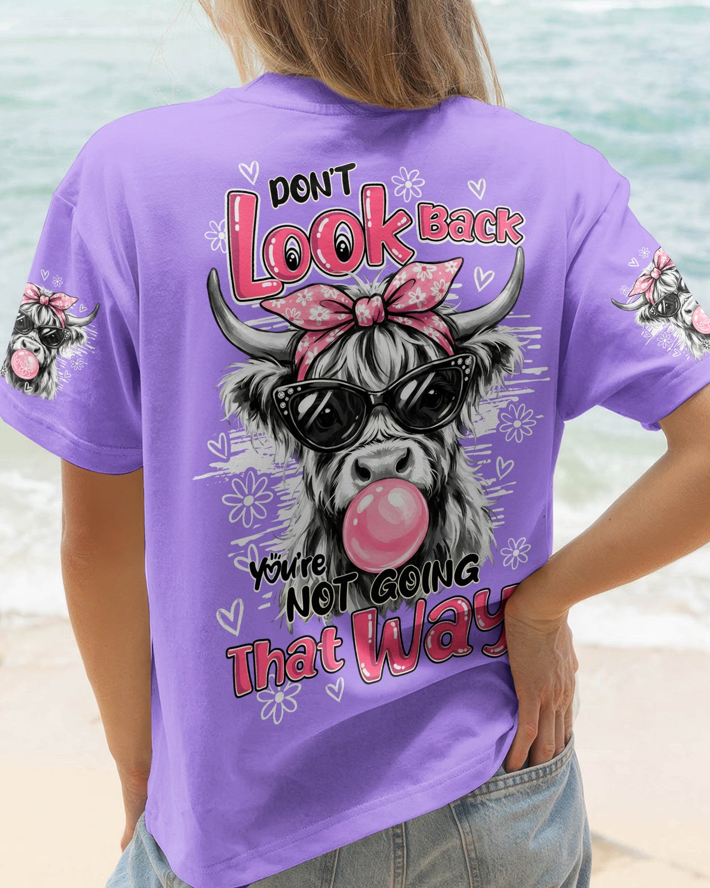 DON'T LOOK BACK YOU'RE NOT GOING THAT WAY COW ALL OVER PRINT - TY1504261