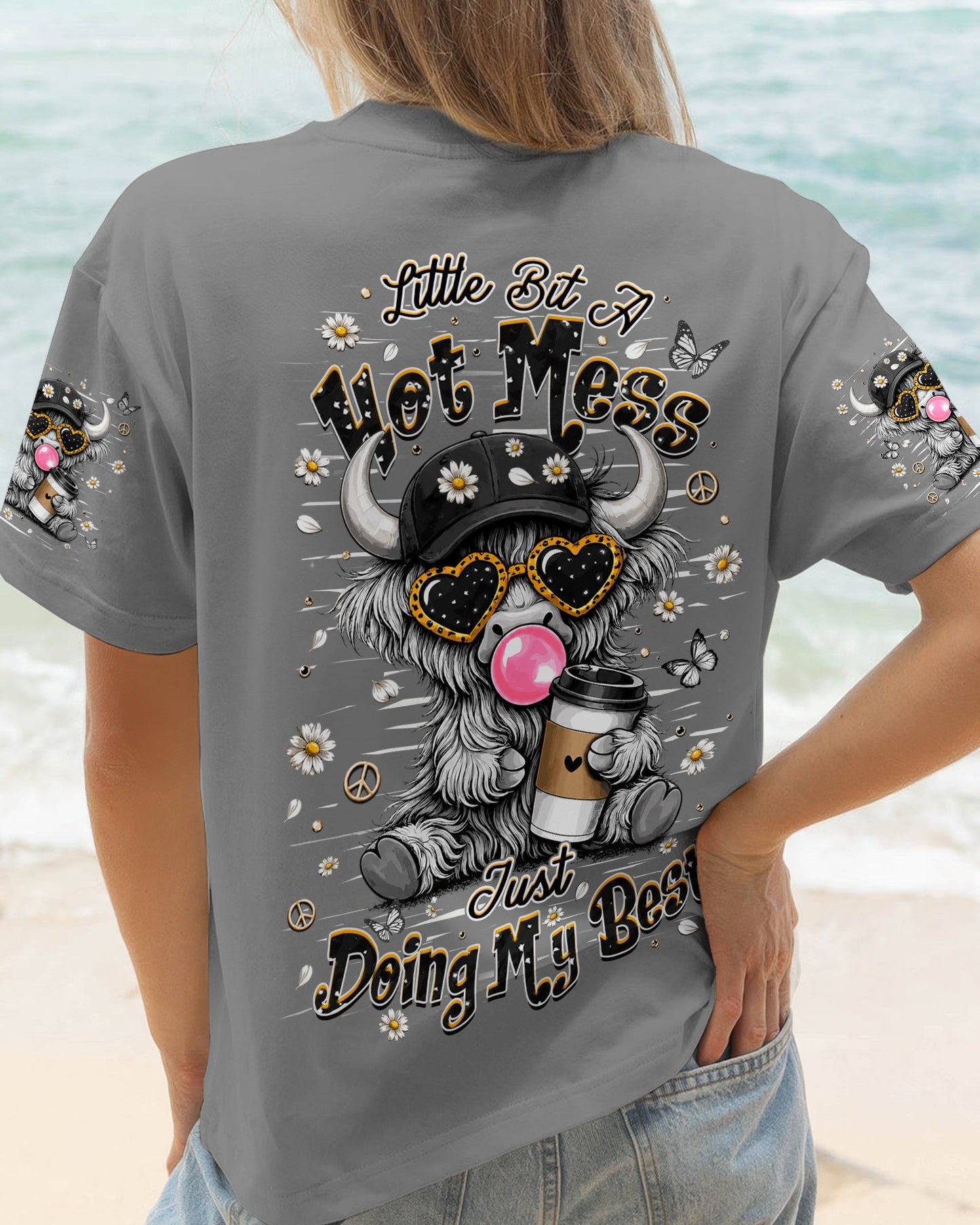 LITTLE BIT A HOT MESS COW ALL OVER PRINT  - TLHN1706264