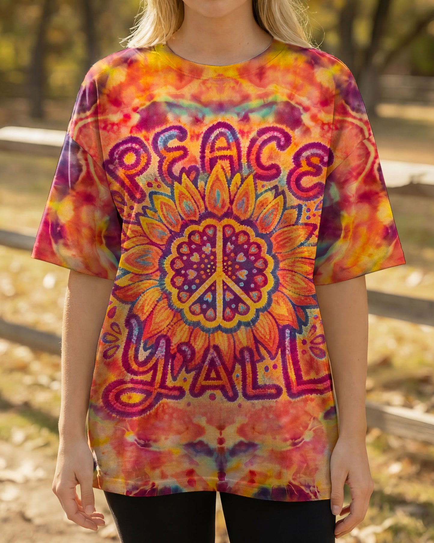 PEACE Y'ALL SUNFLOWER ALL OVER PRINT - RI0707261