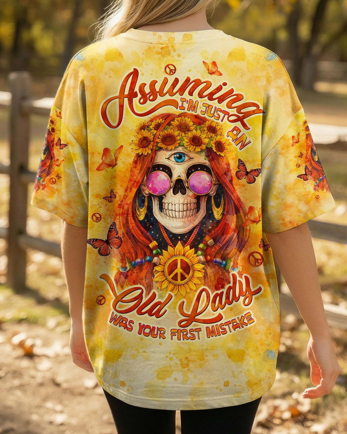 ASSUMING I'M JUST AN OLD LADY SKULL SUNFLOWER ALL OVER PRINT - TLTW1004261