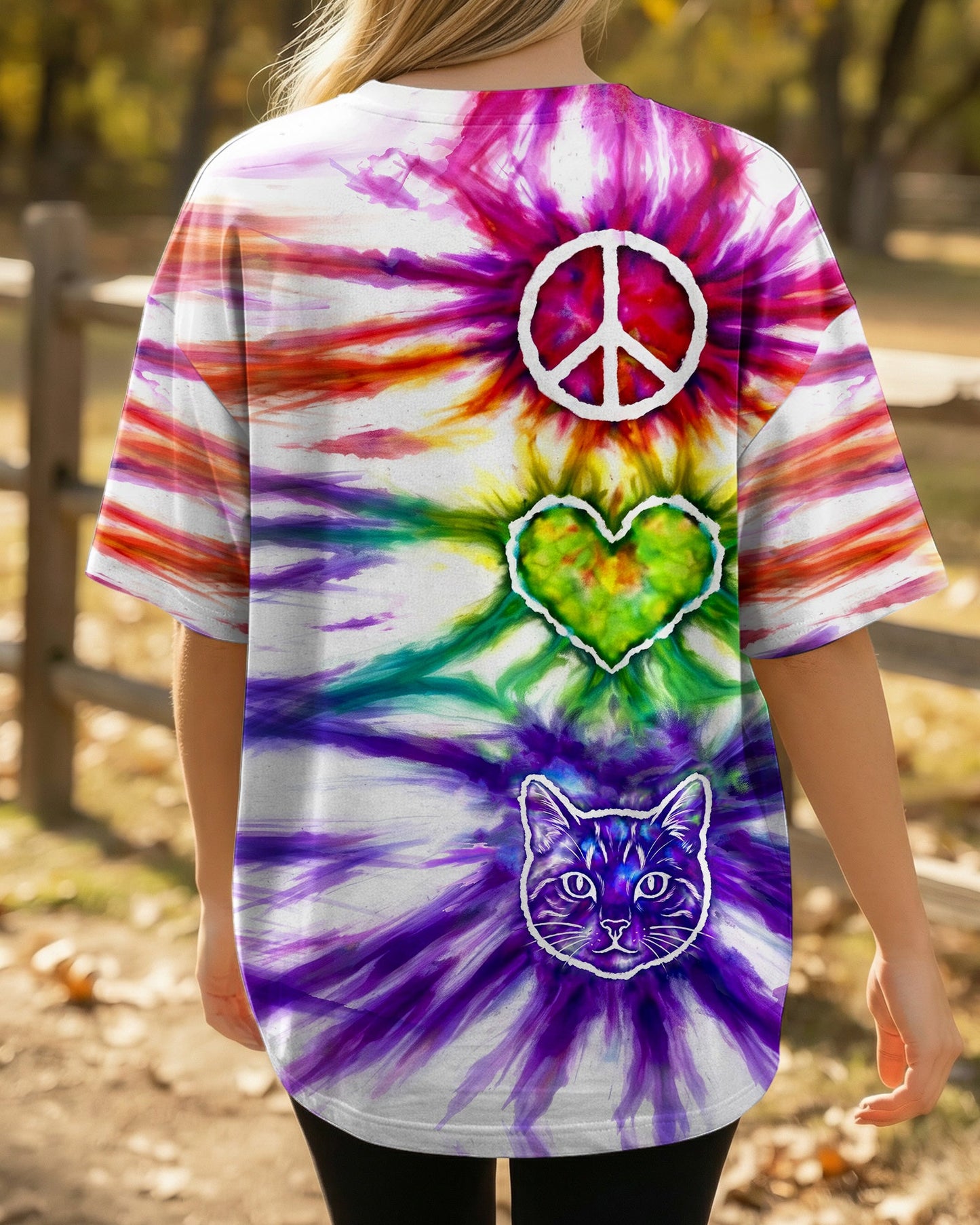 PEACE LOVE CAT FACE ALL OVER PRINT - TLHG15042641