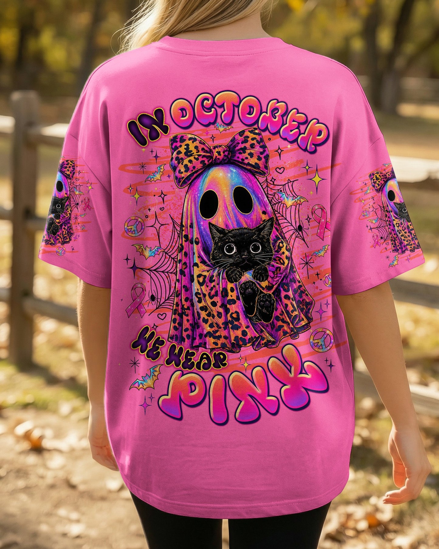 IN OCTOBER WE WEAR PINK BOO BLACK CAT BREAST CANCER AWARENESS ALL OVER PRINT  - TLTW1507265