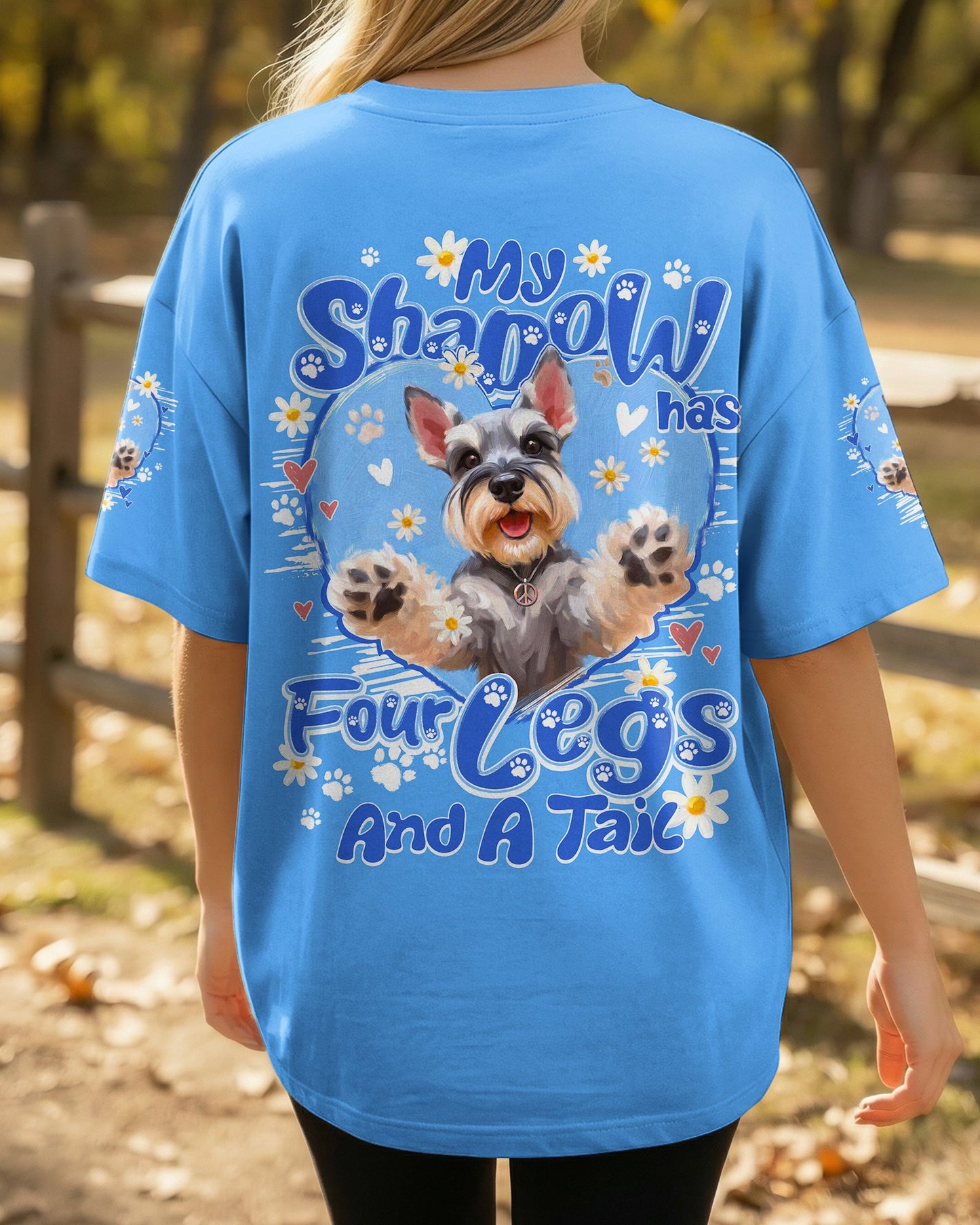MY SHADOW HAS FOUR LEGS AND A TAIL SCHNAUZER DOG ALL OVER PRINT - TY2005261