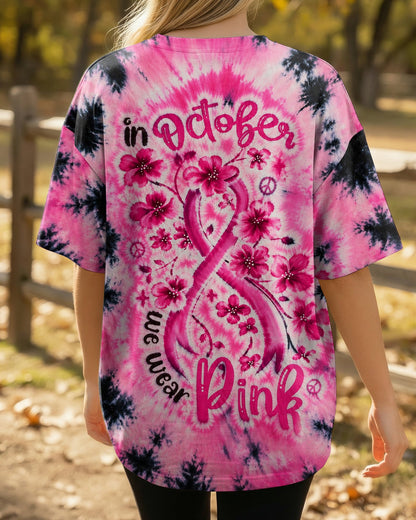IN OCTOBER WE WEAR PINK FLORAL RIBBON ALL OVER PRINT - KMTM1507261