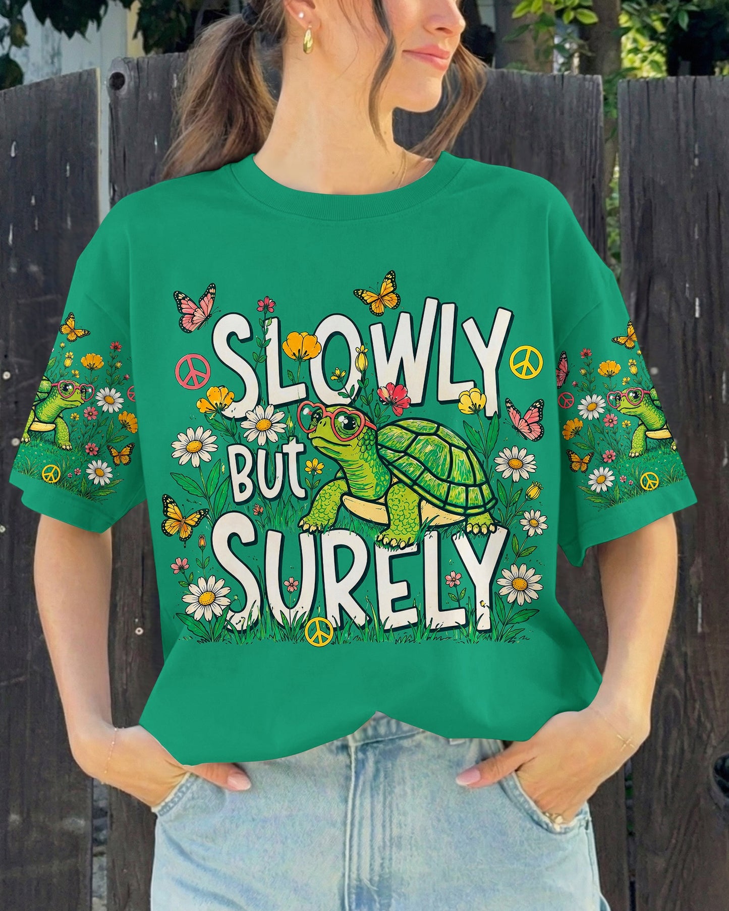 SLOWLY BUT SURELY TURTLE ALL OVER PRINT - TLNT2705263