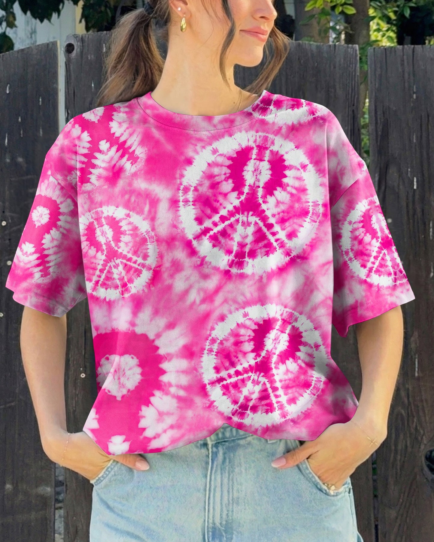 PINK PEACE SWIRL ALL OVER PRINT - RI1006261