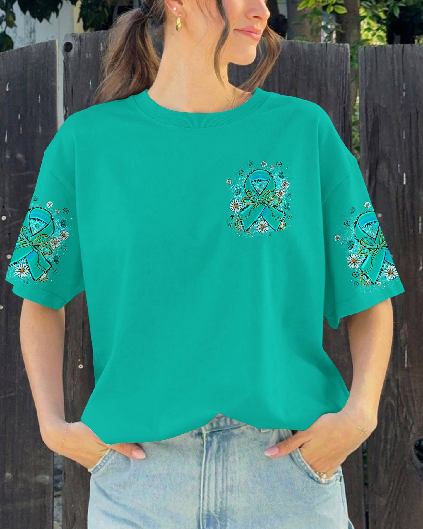 IN SEPTEMBER WE WEAR TEAL OVARIAN CANCER AWARENESS ALL OVER PRINT - TYPQ1507261