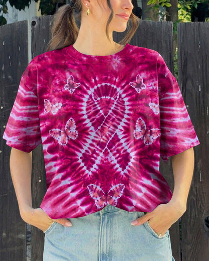 RIBBON BUTTERFLY  BREAST CANCER AWARENESS PINK SWIRL ALL OVER PRINT - TLHN1604261