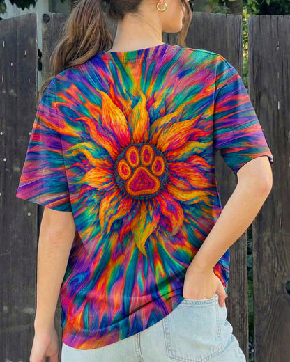 SUNFLOWER WITH PAW PRINT BURST ALL OVER PRINT - TLTW0707263