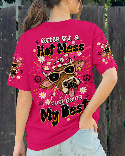 LITTLE BIT A HOT MESS COW ALL OVER PRINT  - TLTW1706264