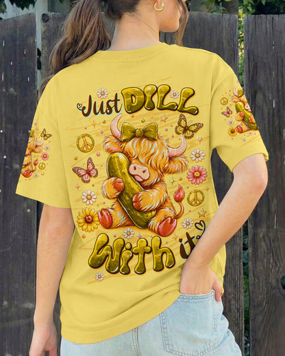 JUST DILL WITH IT  HIGHLAND COW ALL OVER PRINT  - TLTW1006261