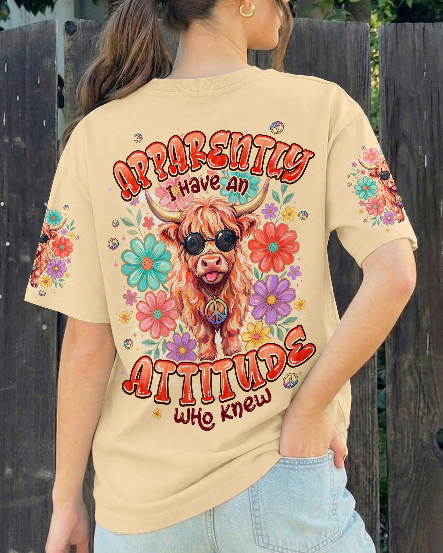 APPARENTLY I HAVE AN ATTITUDE WHO KNEW COW ALL OVER PRINT - TYPQ1004261