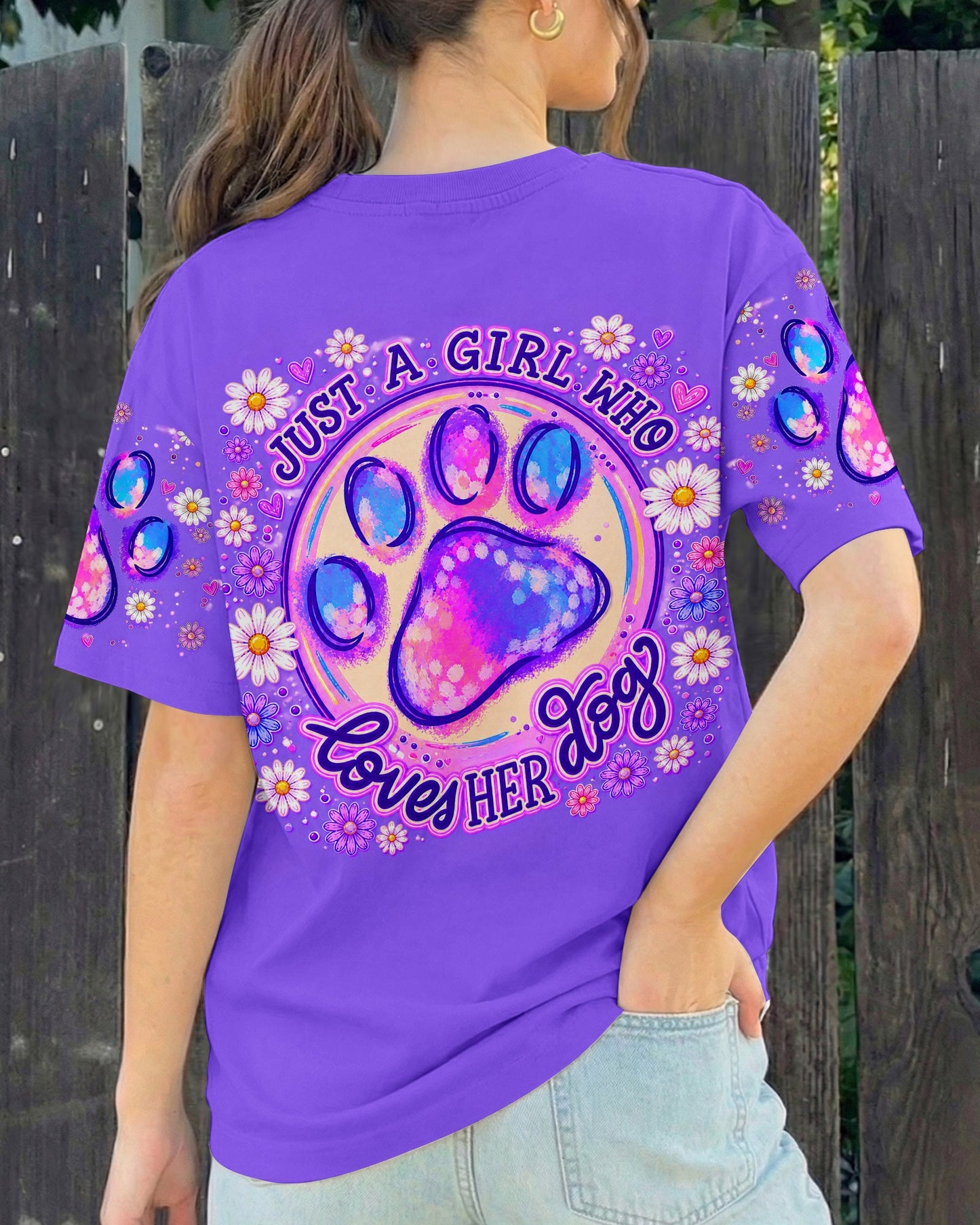 JUST A GIRL WHO LOVES HER DOG PAW ALL OVER PRINT  - TLNT0405264